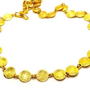 Vintage Liz Claiborne Gold Circle Roses  Necklace 18" Estate Jewelry ✨  K004